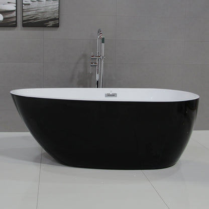 ALFI brand  AB8862 59 inch Black & White Oval Acrylic Free Standing Soaking Bathtub