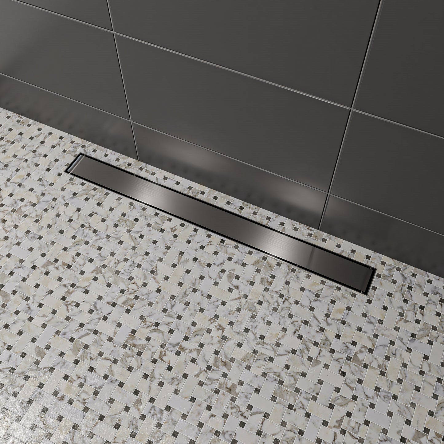 ALFI brand  ABLD32B-BSS 32" Modern Brushed Stainless Steel Linear Shower Drain with Solid Cover