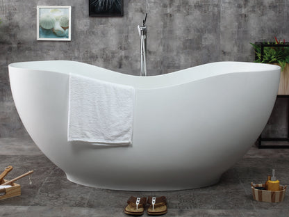 ALFI brand  AB9949 66" White Solid Surface Smooth Resin Soaking Bathtub