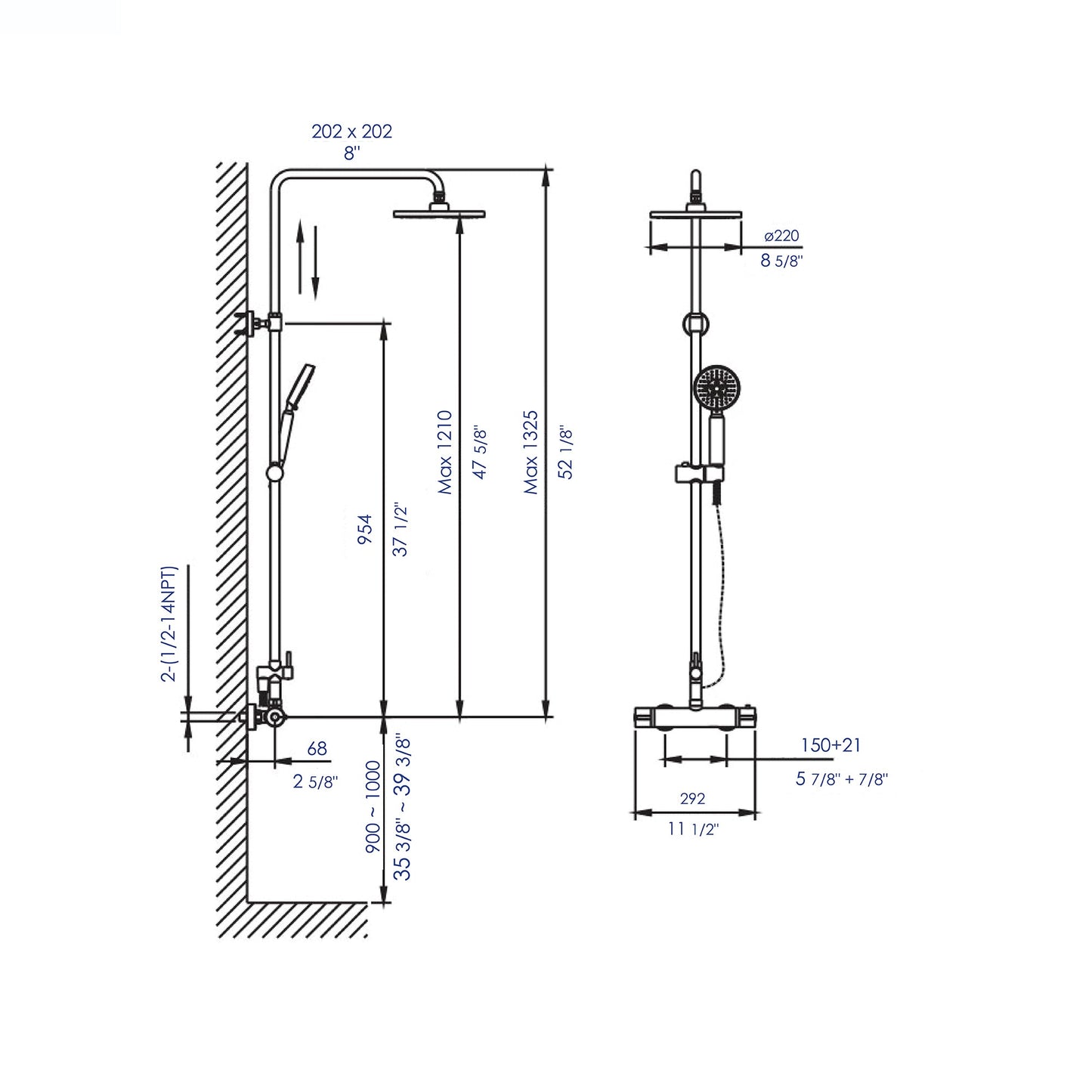 ALFI brand AB2867 Round Style Thermostatic Exposed Shower Set