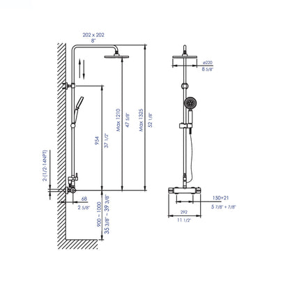 ALFI brand AB2867 Round Style Thermostatic Exposed Shower Set