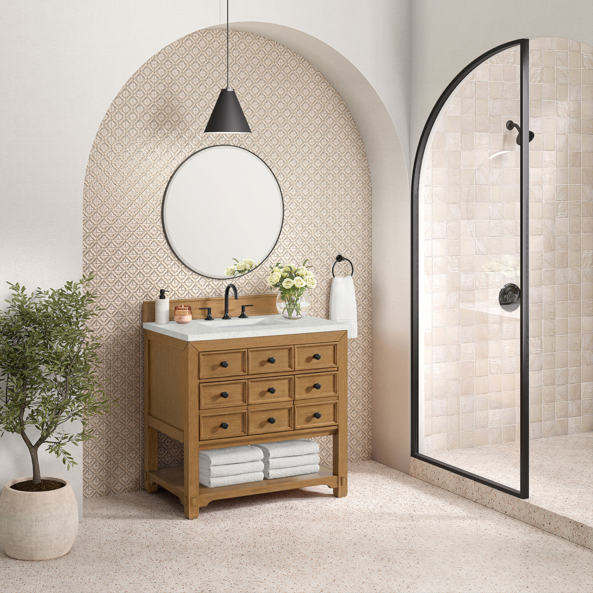 Malibu 36" Single Vanity Cabinet, Amber Birch