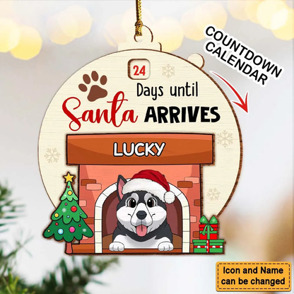 Countdown Until Santa Arrives - Personalized Dogs Fireplace Countdown Ornament