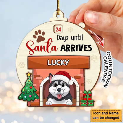 Countdown Until Santa Arrives - Personalized Dogs Fireplace Countdown Ornament