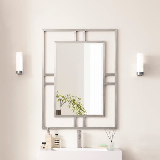 Brenlyn 30 in. W x 40 in. H Rectangular Stainless Steel Framed Wall Mount Bathroom Vanity Mirror in Brushed Nickel