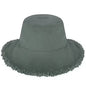 Frayed Bucket Hat - Wide Brim Cotton - UPF 50+ Sun Protection - One Size