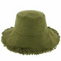 Frayed Bucket Hat - Wide Brim Cotton - UPF 50+ Sun Protection - One Size