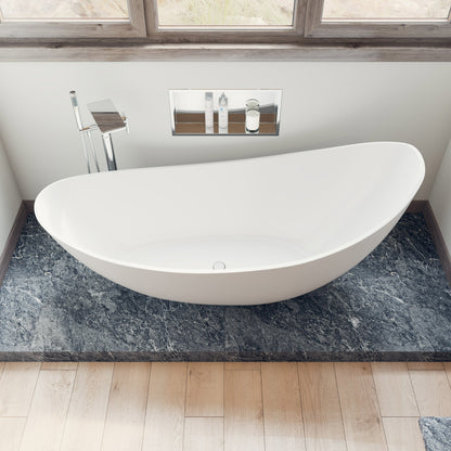 ALFI brand  AB9951 73" White Solid Surface Smooth Resin Soaking Slipper Bathtub