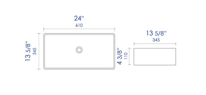 ALFI brand ABC902 24" Modern Rectangular Above Mount Ceramic Sink