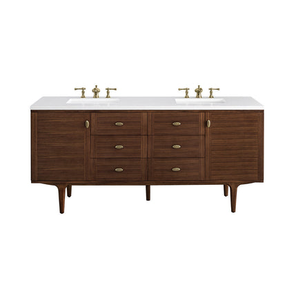 Amberly 72" Double Vanity Cabinet, Mid-Century Walnut