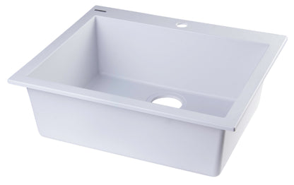 ALFI brand AB2420DI 24" Drop-In Single Bowl Granite Composite Kitchen Sink