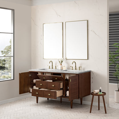 Amberly 60" Double Vanity Cabinet, Mid-Century Walnut