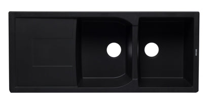 ALFI brand AB4620DI 46" Double Bowl Granite Composite Kitchen Sink with Drainboard