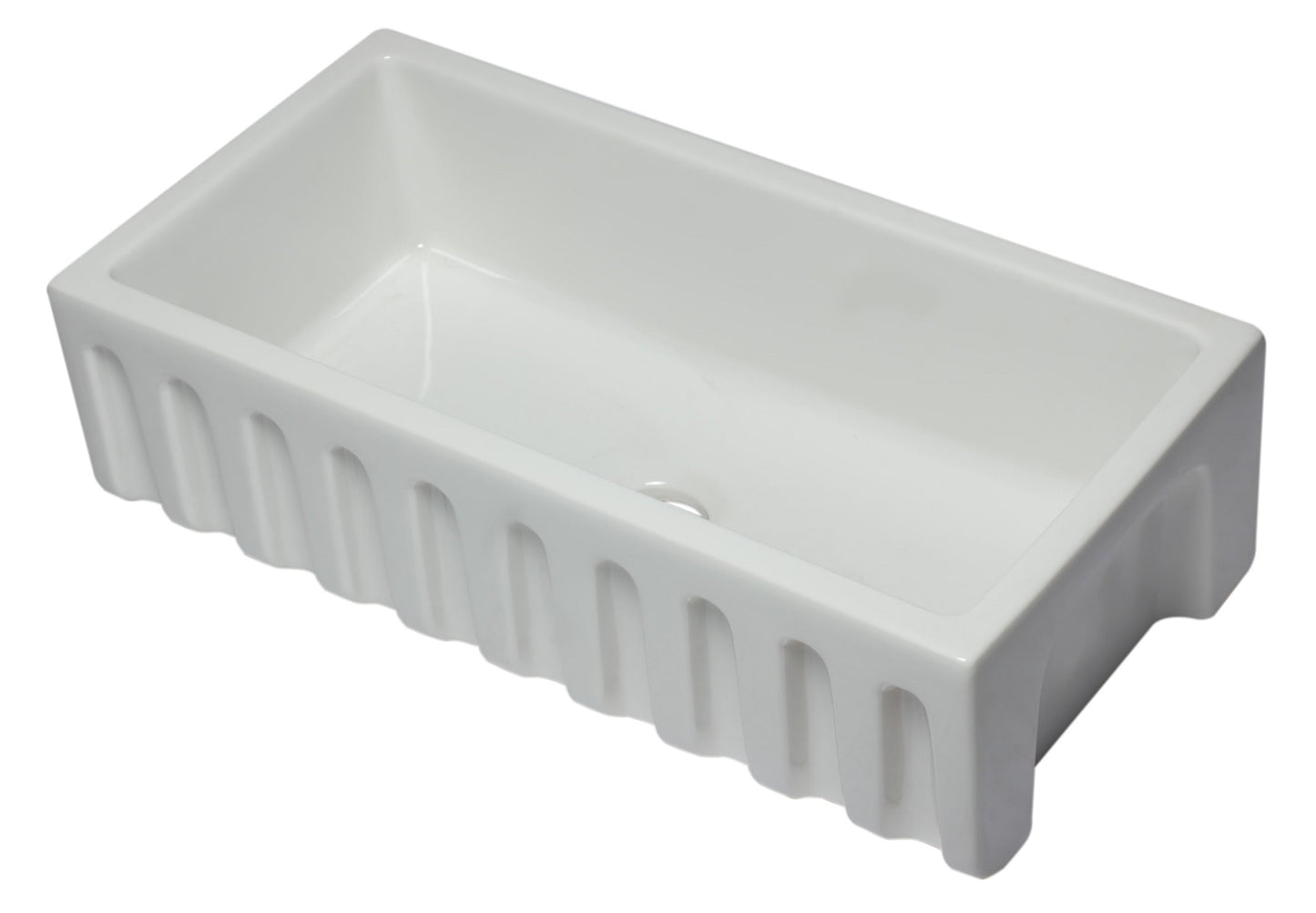 ALFI brand AB3618HS Reversible Smooth / Fluted Single Bowl Fireclay Farm Sink