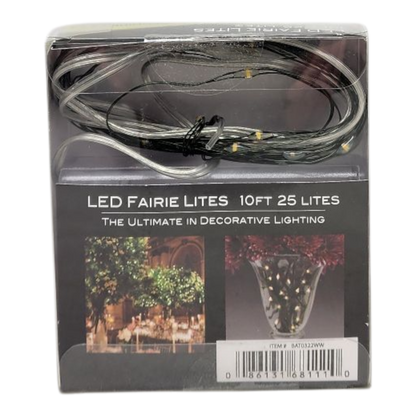 10' Battery Operated 25-Light Warm White Fairy LED Green Wire Light Set