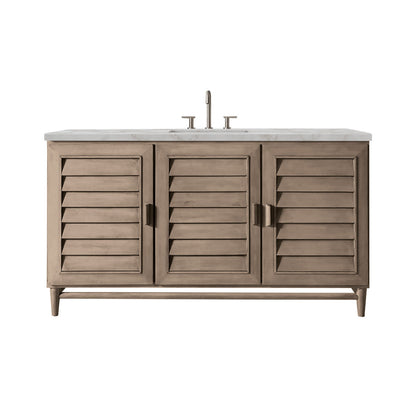 Portland 60" Single Vanity Cabinet, Whitewashed Walnut