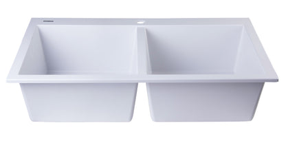 ALFI brand AB3420DI 34" Drop-In Double Bowl Granite Composite Kitchen Sink