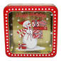 Square Cookie Tin with Window - Happy Holidays Snowman