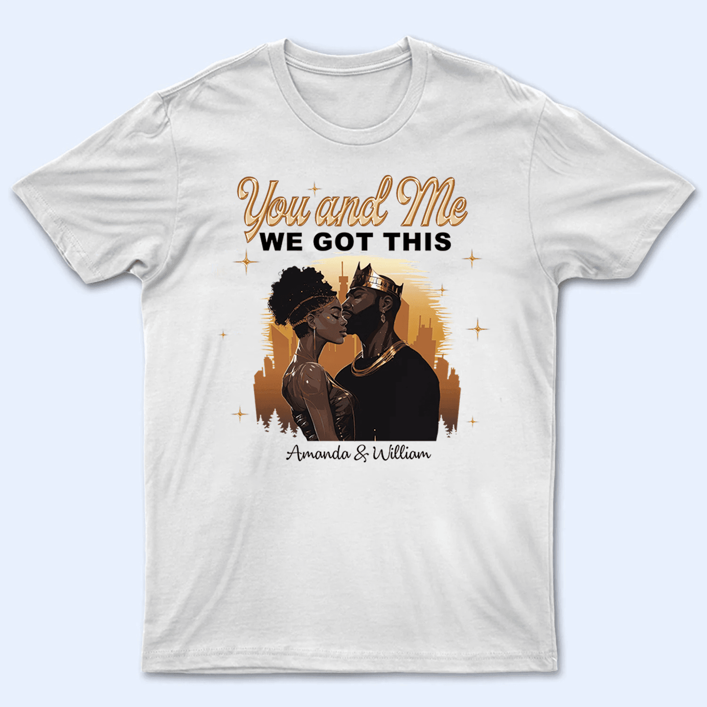 Custom Photo Black African Couple | Personalized Gift For Valentine, Anniversary, Husband Wife, Girlfriend, Boyfriend, Her/Him, Family | T-shirts