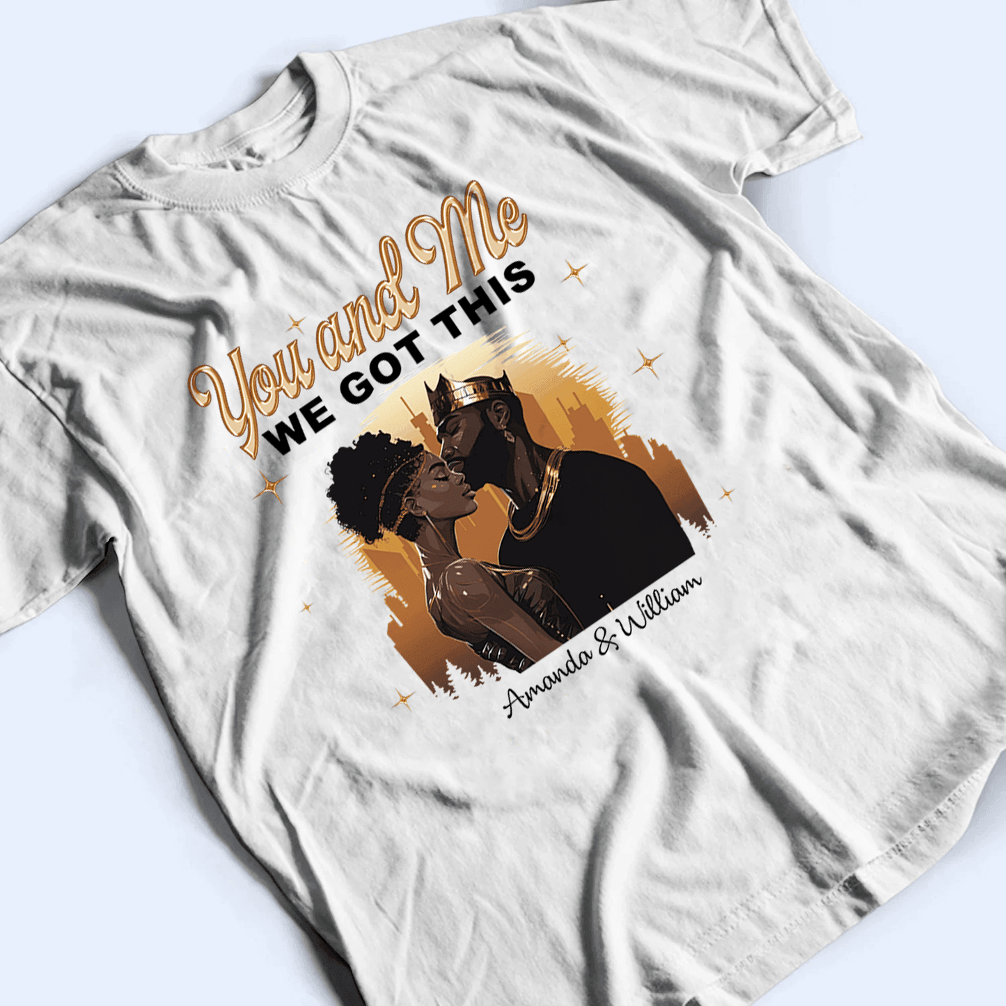 Custom Photo Black African Couple | Personalized Gift For Valentine, Anniversary, Husband Wife, Girlfriend, Boyfriend, Her/Him, Family | T-shirts