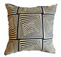 African Print Fabric Pillow Cover - Black Beige Abstract Pattern