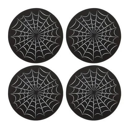 Black Gothic Spiderweb Coaster Set