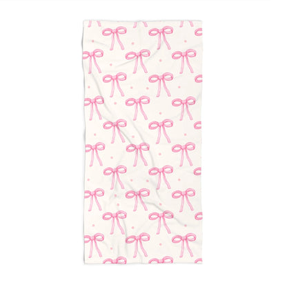 Customizable: Cute Pink Bow Beach Towel, Summer Towel, Pool Accessory, Gift for Her, Beach Accessories, Vacation Essentials