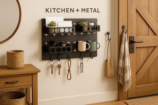 Black Wall Organizer in Kitchen + Metal Entryway Setting