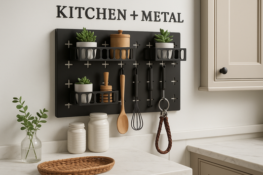 Black Wall Organizer in Kitchen + Metal Home Setting