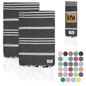 Istanbul Classic Turkish Hand Towel Set of 2 for Kitchen, Bath, Beach, Gym, and Yoga 17"x30"