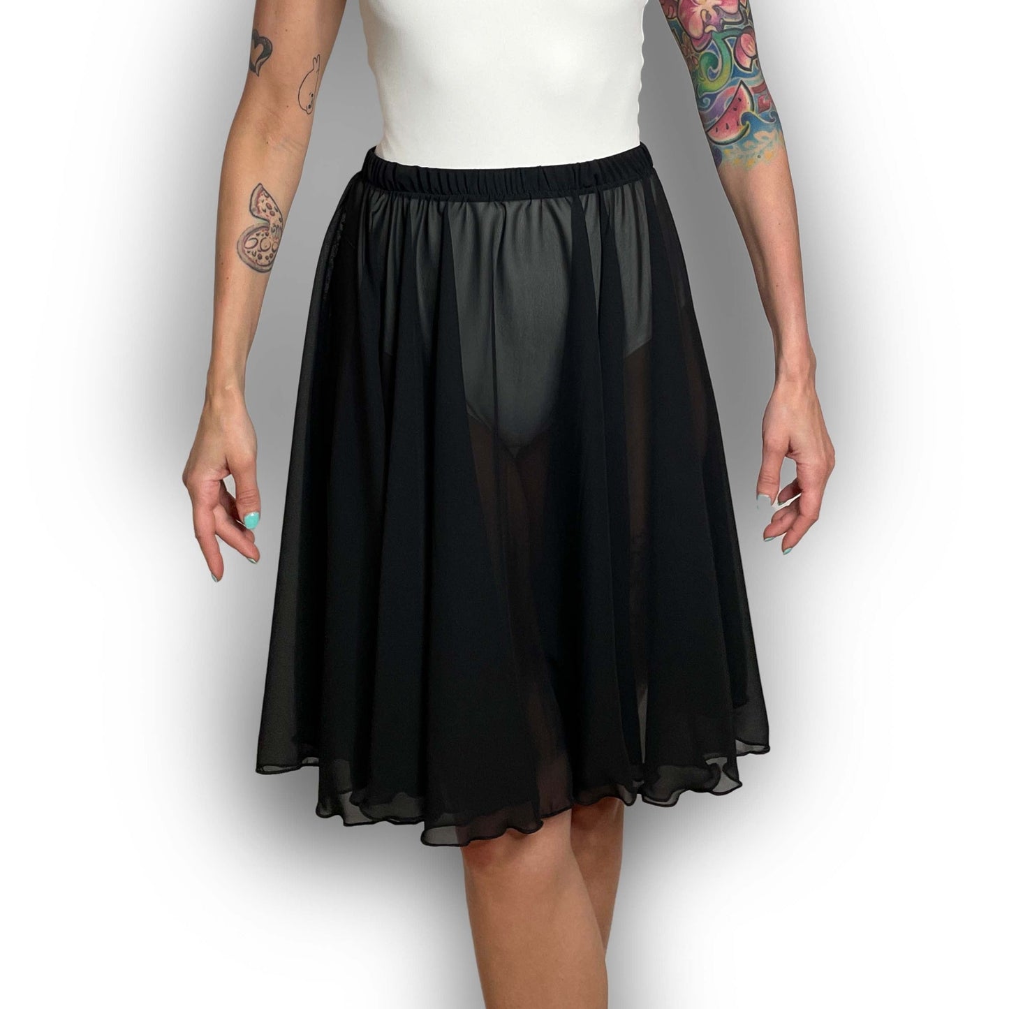 Black Chiffon Ballet Pull On Skirt - Ballet Rehearsal Skirt - Pirouette Skirt