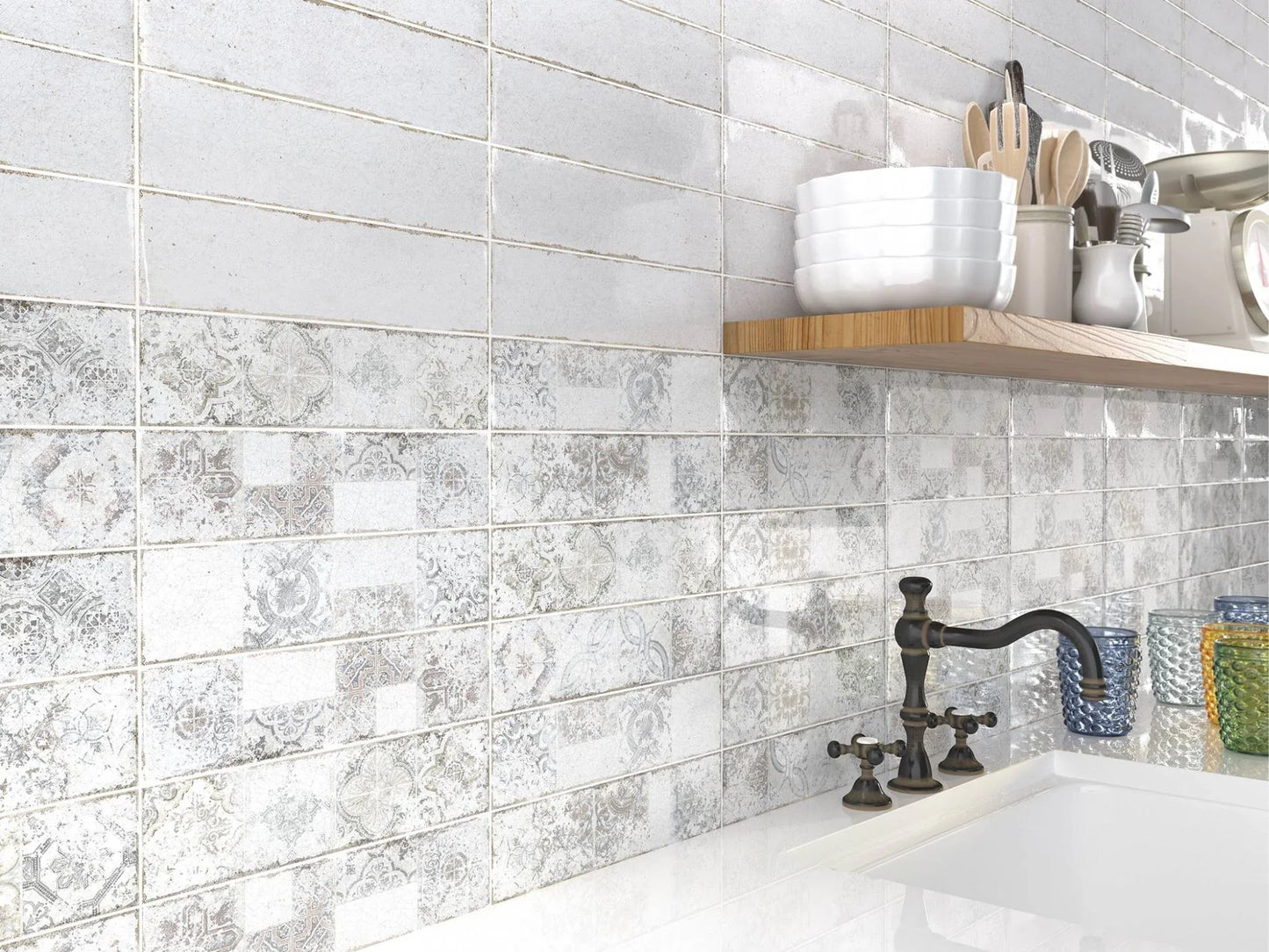 Soul Crackled Print Subway Tile