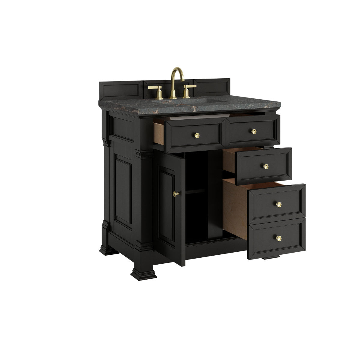 James Martin 547-V36 Brookfield 36” Single Vanity – Black Onyx / Honey Oak / Pearl Charcoal