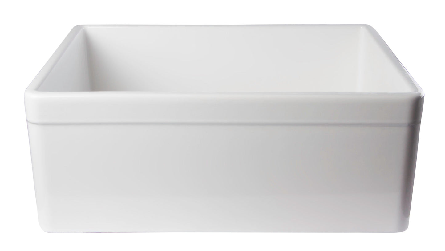 ALFI brand AB506 AB506-W White 26" Decorative Lip Apron Single Bowl Fireclay Farmhouse Kitchen Sink