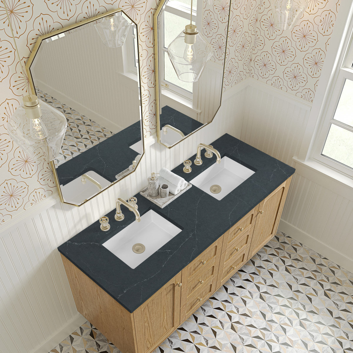 Laurent 60" Double Vanity, Light Natural Oak