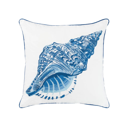 Blue Conch Shell Pillow - Indoor/outdoor Pillow