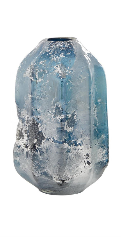 Blue Glass Handmade Blown Decorative Vase