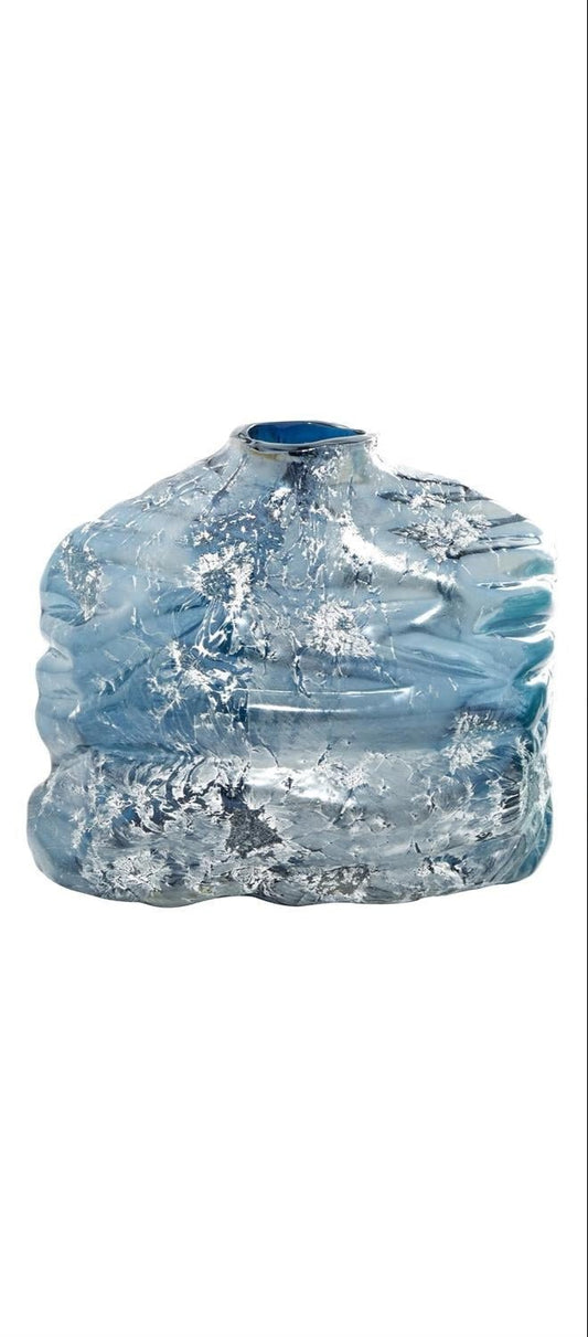 Blue Glass Handmade Blown Decorative Vase