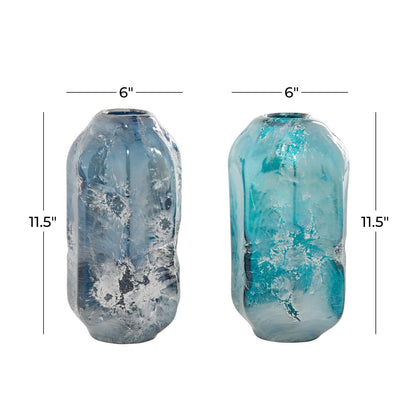 Blue Glass Handmade Blown Decorative Vase