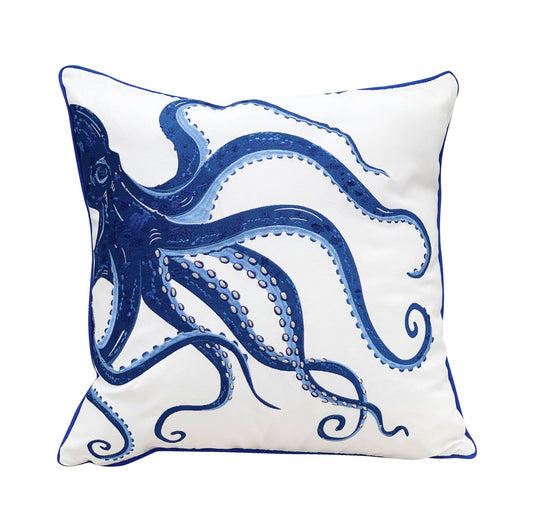 Blue Octopus Indoor/Outdoor Throw Pillow