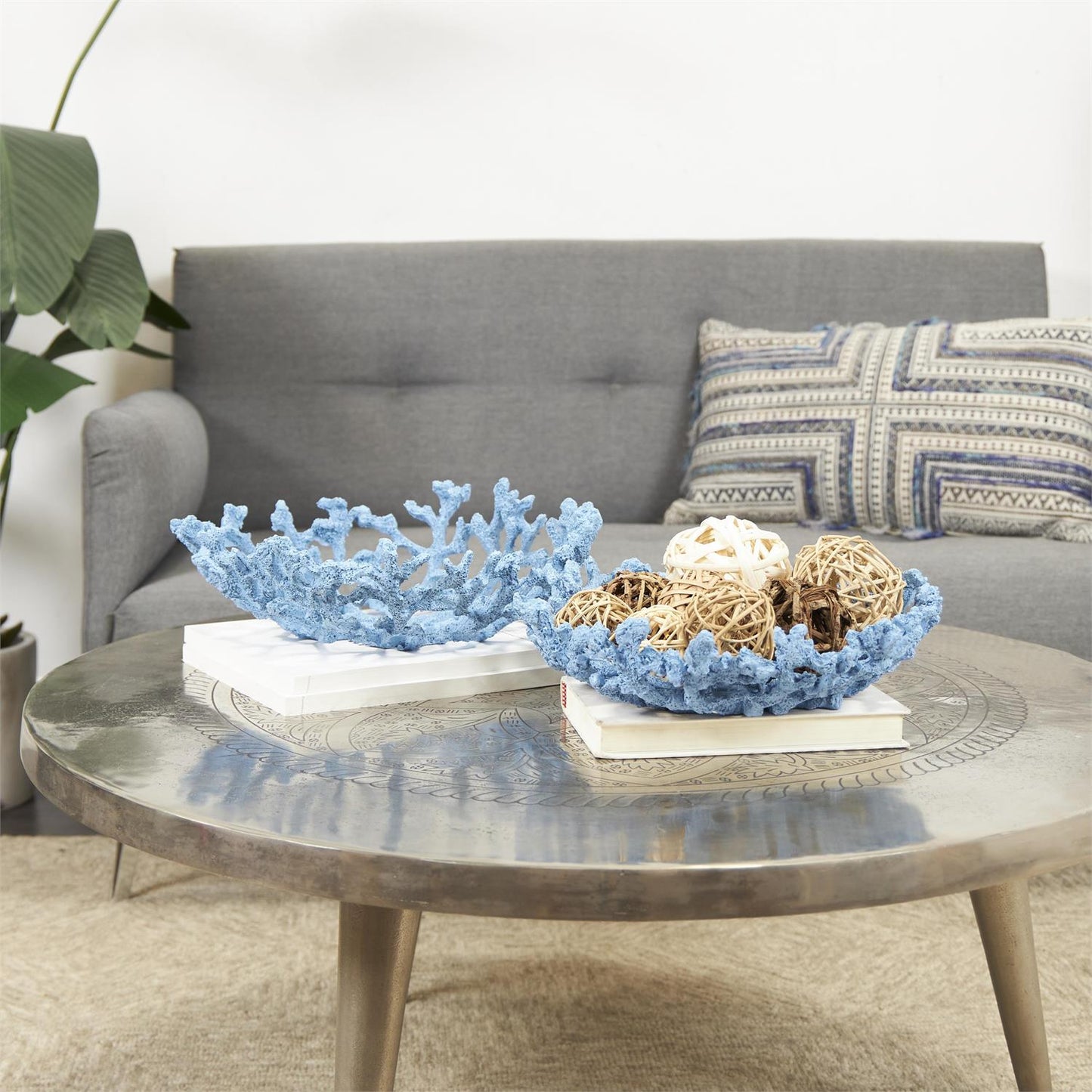 Blue Resin Coral Textured Decorative Bowl