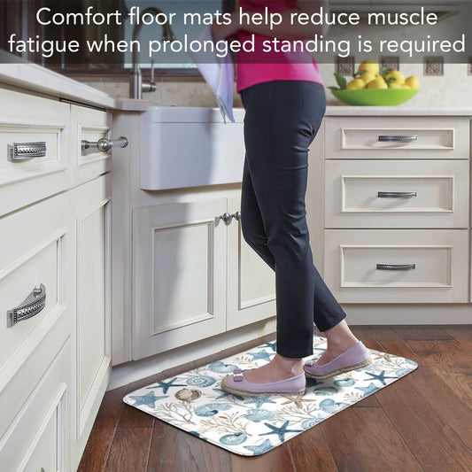 Blue Shells Decorative Kitchen Floor Mat – 30" x 20" Comfort Mat
