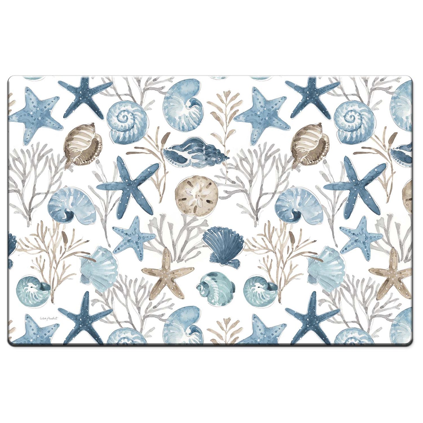 Blue Shells Decorative Kitchen Floor Mat – 30" x 20" Comfort Mat