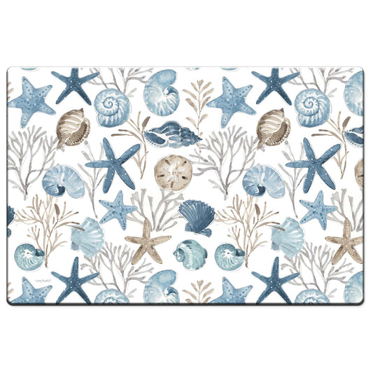 Blue Shells Decorative Kitchen Floor Mat – 30" x 20" Comfort Mat