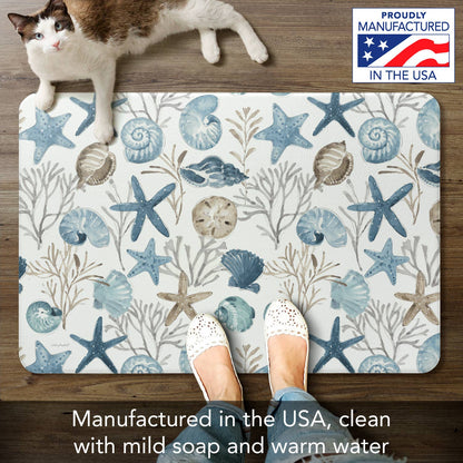 Blue Shells Decorative Kitchen Floor Mat – 30" x 20" Comfort Mat