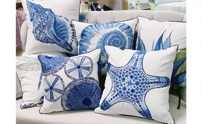 Blue Starfish Indoor/Outdoor Throw Pillow