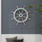 Blue Wood Distressed Ship Wheel Wall Decor