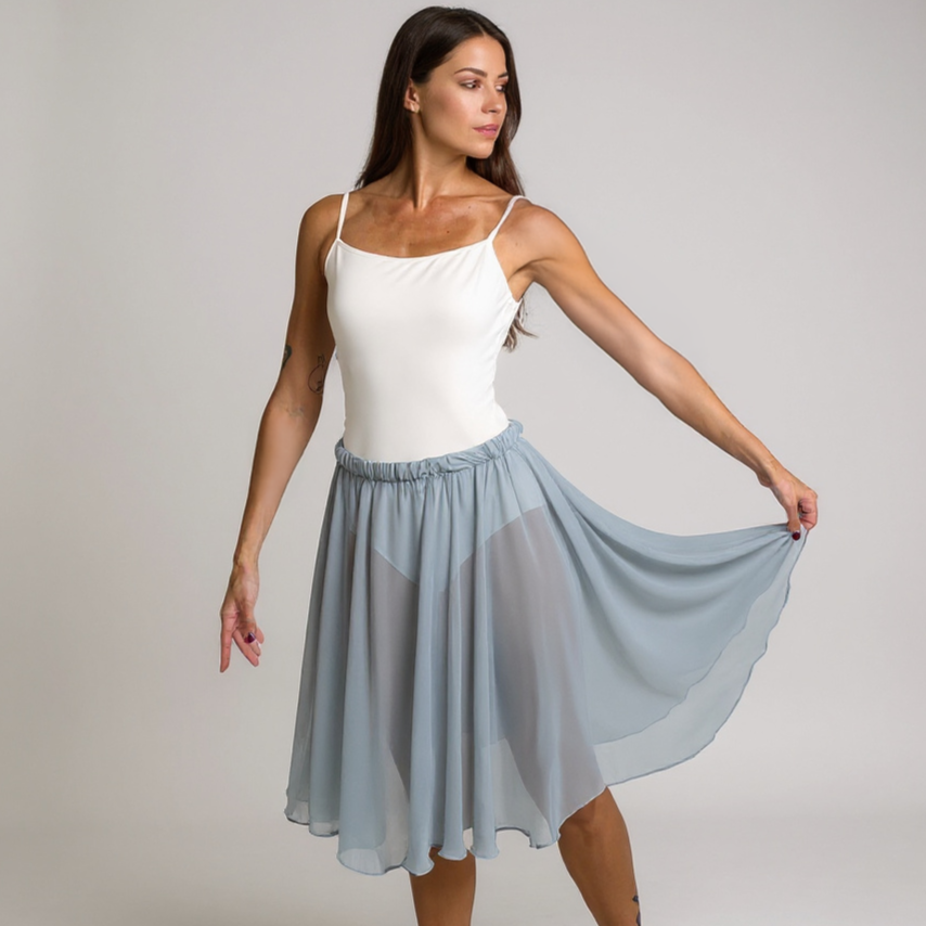 Glacier Blue Chiffon Ballet Pull On Skirt - Ballet Rehearsal Skirt - Pirouette Skirt