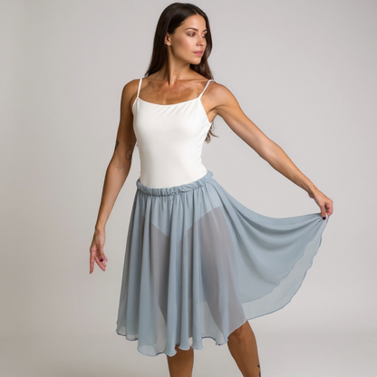 Glacier Blue Chiffon Ballet Pull On Skirt - Ballet Rehearsal Skirt - Pirouette Skirt