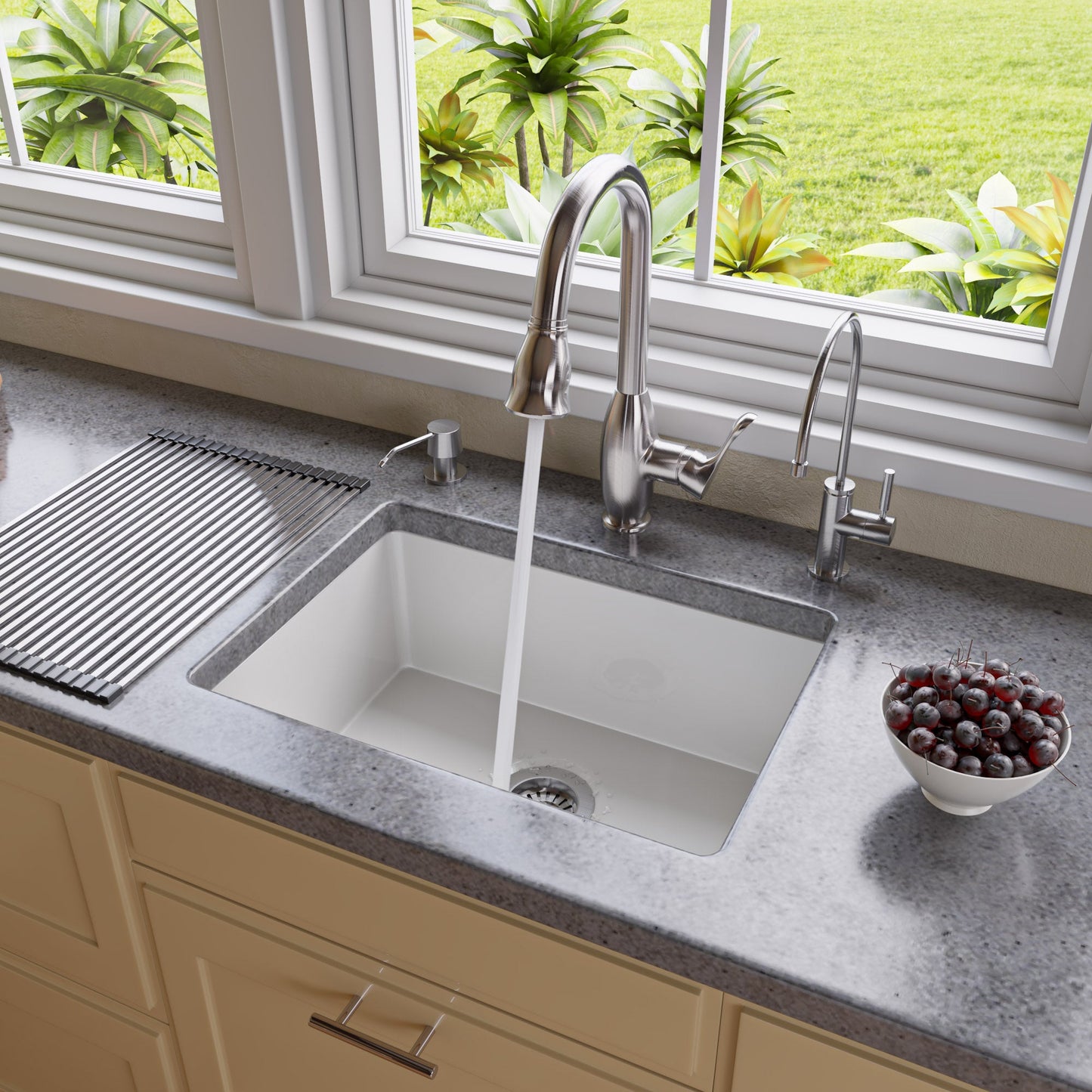 ALFI brand  AB2317 23" White Fireclay Undermount Kitchen Sink